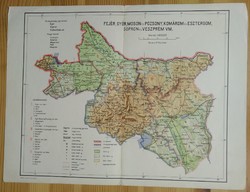 Régi térkép - Fejér, Győr, Moson és Pozsony, Komárom... Vármegye - 22,5 x 27,5 cm. - Zugló (1)