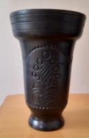 Romhányi fekete retro kerámia váza