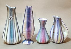 Retro/vintage - luster glaze - striped ceramic vase package