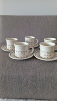 English Biltons tea/coffee 5-piece ceramic porcelain set, flawless, glass: 7.5 x 7.5 cm, plate: 14 cm