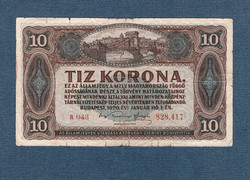 10 Korona 1920 dot between serial number vg