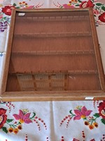 Wooden display case with spoon holder and glass door