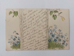 Old floral embossed postcard 1901 postcard forget-me-not birch