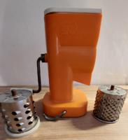 Old, retro vintage sn supernova Italian design grinder, slicer 3 accessory kitchen tool orange.