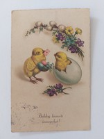 Régi húsvéti képeslap levelezőlap csibék ibolya