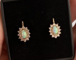 Opal stone gold earrings