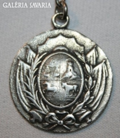Antique silver keychain with laurel wreath decoration, hallmarked!