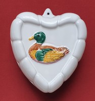 Húsvéti német kerámia porcelán sütőtál sütőforma tál kacsa mintával szív alak