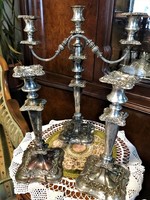 Rare in this size! Antique, huge, two one-armed silver-plated candlesticks together