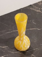 Yellow white Czech glass vase karlsbad karlovy vary