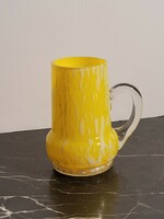 Sárga fehér füles üvegpohár kúrapohár Budapesti emlék pohár -- váza