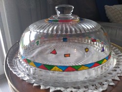 Moroccan glass cake holder with a crystal dome, a real miracle!