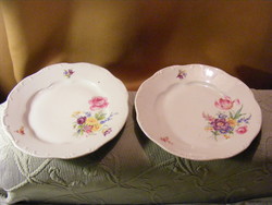 2 db régi zsolnay virágos lapos tányér