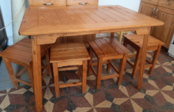 Pine kitchen table with 4 shelves