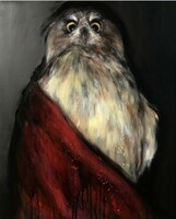Ágnes Verebics: wise owl, oil painting