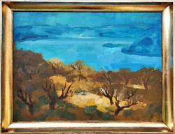 Erzsébet Zielinski (1937-2003) autumn landscape Danube Bend c. Gallery painting with original guarantee!