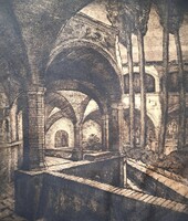 Monastery of the Basilica of Saint Francis of Assisi, 1929 - Italian etching