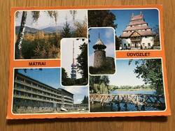 Mátrafüred, Mátrahouse, blue roof, log roof postcard