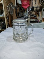 Old tin glass cup with lid