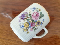 Régi Zsolnay porcelán bögre virágos teás csésze