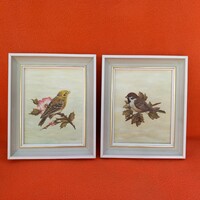 2 small bird paintings, pictures. Wall decoration.