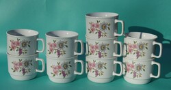 Old Zsolnay porcelain mug with spring flower bouquet patterned with flowers