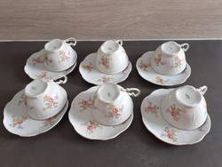 6 Zsolnay teacups + base, circa 1930