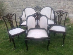 Stunning Art Nouveau Lounge Set from Berlin: freshly polished wood, upholstered