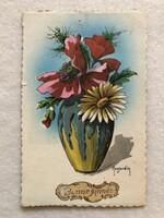 Antique, old floral postcard - signed
