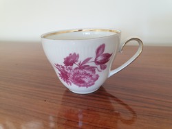 Régi Bavaria porcelán csésze rózsaszín virágos kis bögre