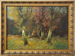 Zeller Mihály (1859 - 1915) Erdőbelső c. festménye Eredeti Garanciával !