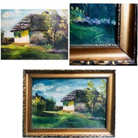 Beautiful oil painting with frame-signed-imposing • oil painting