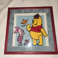 Winnie the Pooh and Piggy goblet picture in a frame