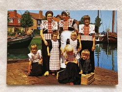 Régi Holland népviseleti képeslap, lap  -  Postatiszta