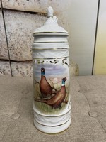 Hollóháza porcelain hunting jar with pheasant pattern a41