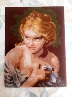 Tapestry picture 'blonde girl' l. A painting by Knaus