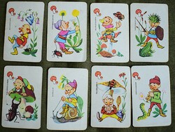 Régi játékkártya törpe és növény 8db. kártya