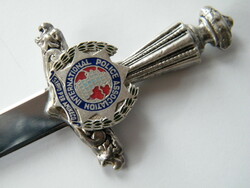 Vintage silver-plated, fire enamel coat-of-arms, letter-opening knife