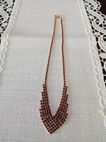 Old burgundy stone Czech crystal / garnet necklace