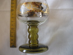 Golden grape pattern decorated römer glass with yellow-green base