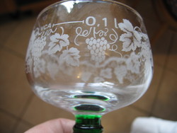 Retro green-bottomed glasses with a rich grape pattern, Römer glasses, France Luminarc