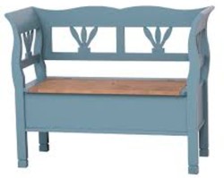 Folk Horse Cart Wooden Chest, Armchair Chest, Armchair Bench with Lid