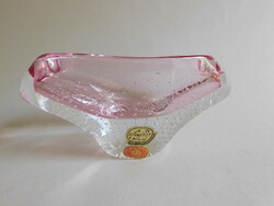 Bohemia glass skrolovice controlled bubble pink ashtray