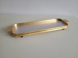 Retro mid century arany színű fém tálca