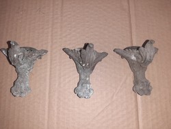 3 darab antik spiáter márványóra láb