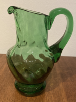 Glass jug, green small jug, retro spout, vase