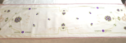 Very old Art Nouveau embroidered tablecloth 138 cm x 42 cm