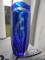 Régi Thistle kék színű kristály váza
