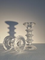 Vintage iittala Finnish ice glass candle holder with 3 rings - festivo design by timo sarpaneva ('70s)