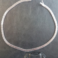 Silver necklace, double-sided sparkling, 40.5 cm long, 6 mm wide